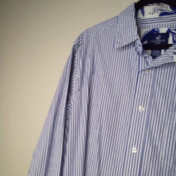 Caribbean Joe Shirt Men XL Button Up Long Sleeve Nautical Stripe Blue White - Picture 4 of 15